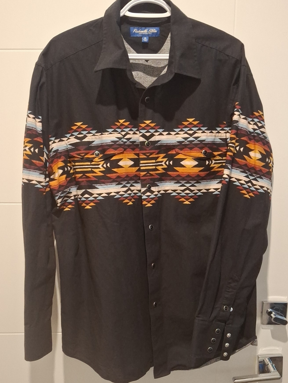 Panhandle Slim Black Southwestern Pattern Button-Down Shirt